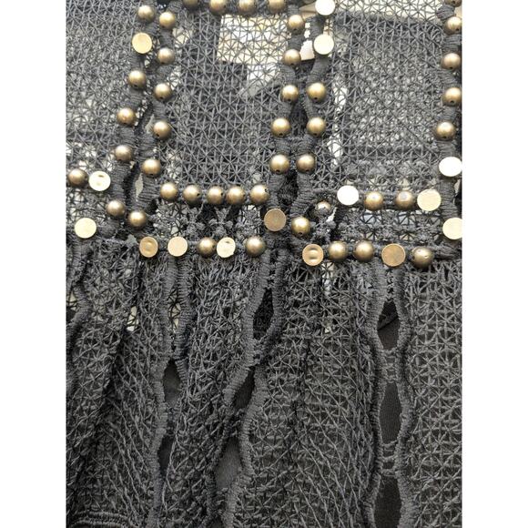 Anthropologie Maeve Auralis Black Studded Grunge Lace Blouse Size Small - Picture 6 of 13